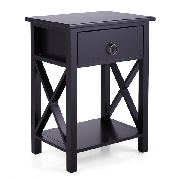 Breakwater Bay Knotweed Wood Bed Side Table, Night Stand With Shelf ...